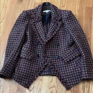 Veronica Beard Black/Burgundy/ Brown Tweed Blazer